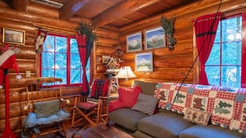Smart TV, fireplace, video games, DVD player