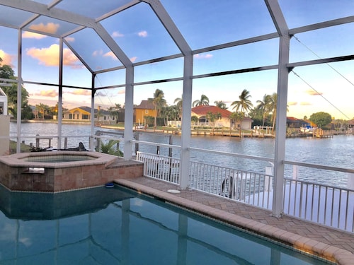 Gorgeous views from this very spacious waterfront Marco Island heated pool home