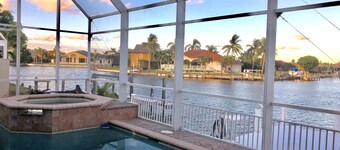 Gorgeous views from this very spacious waterfront Marco Island heated pool home
