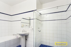Bañera, secador de pelo y papel higiénico