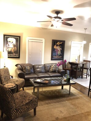 TV, DVD player, books, video library