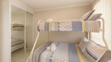 2 bedrooms, iron/ironing board, travel cot, bed sheets