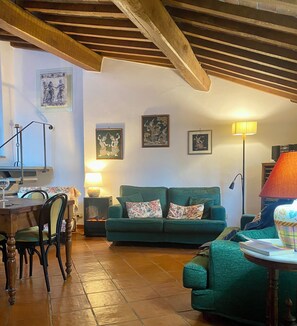 Una televisión, libros, un reproductor estéreo