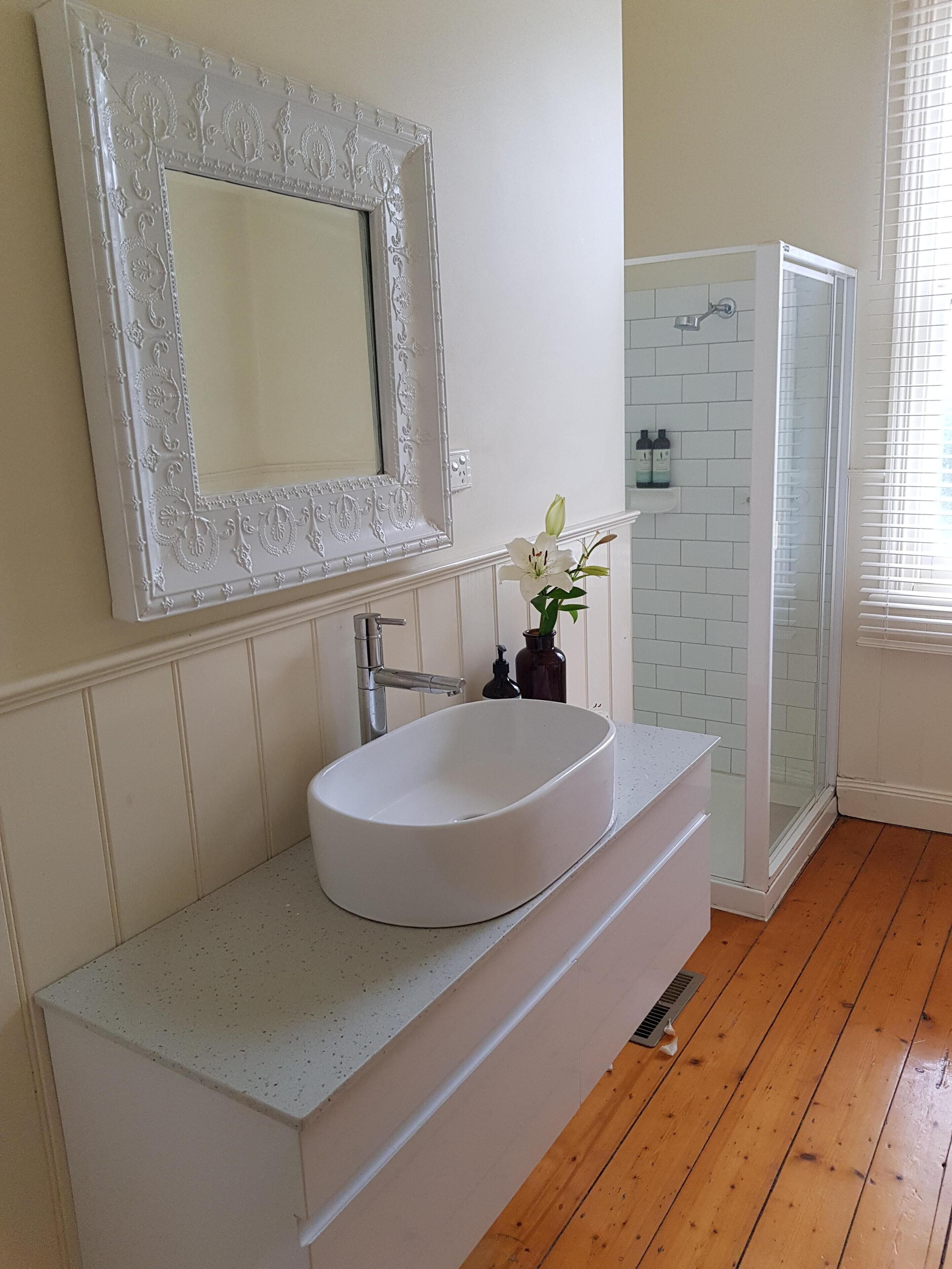 Bathtub, hair dryer, towels