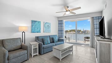 Premium Suite, 2 Bedrooms, 2 Bathrooms (Bay Front) | Living area | Flat-screen TV