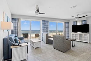 Penthouse, 3 Bedrooms (Gulf Front) | Living area | Flat-screen TV - Provident Oceana Beachfront Suites (Treasure Island)