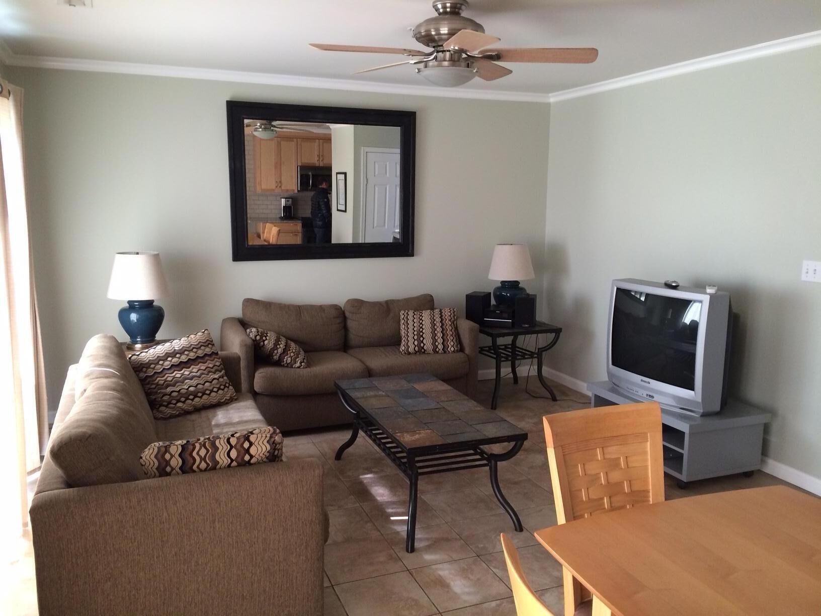 Living room with queen size pullout bed