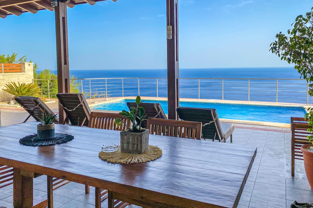 Maistros villa on a hillside of South Crete with a view of Libyan sea.