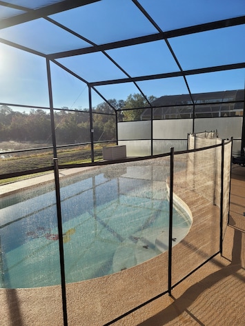 Mickey Mouse pool with fence that you can add if you have young kids