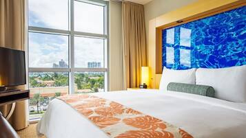 2 chambres, coffre-fort, bureau, fer et planche à repasser