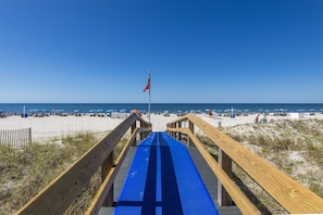 On the beach, beach umbrellas - BEACHFRONT BEAUTY AT SAN CARLOS #1904  -Best Location in Gulf Shores! (Gulf Shores)