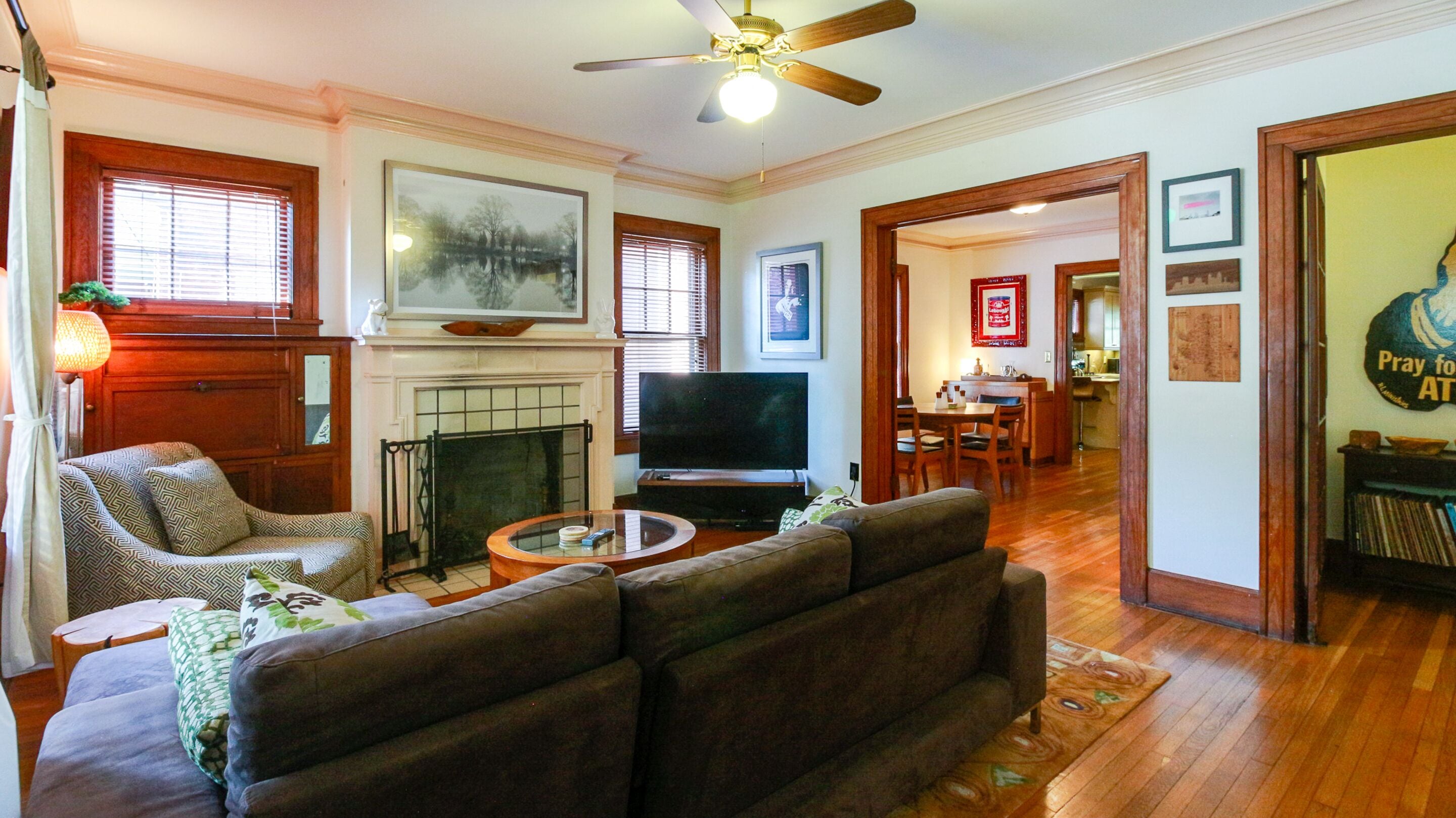 TV, fireplace, DVD player, ping pong