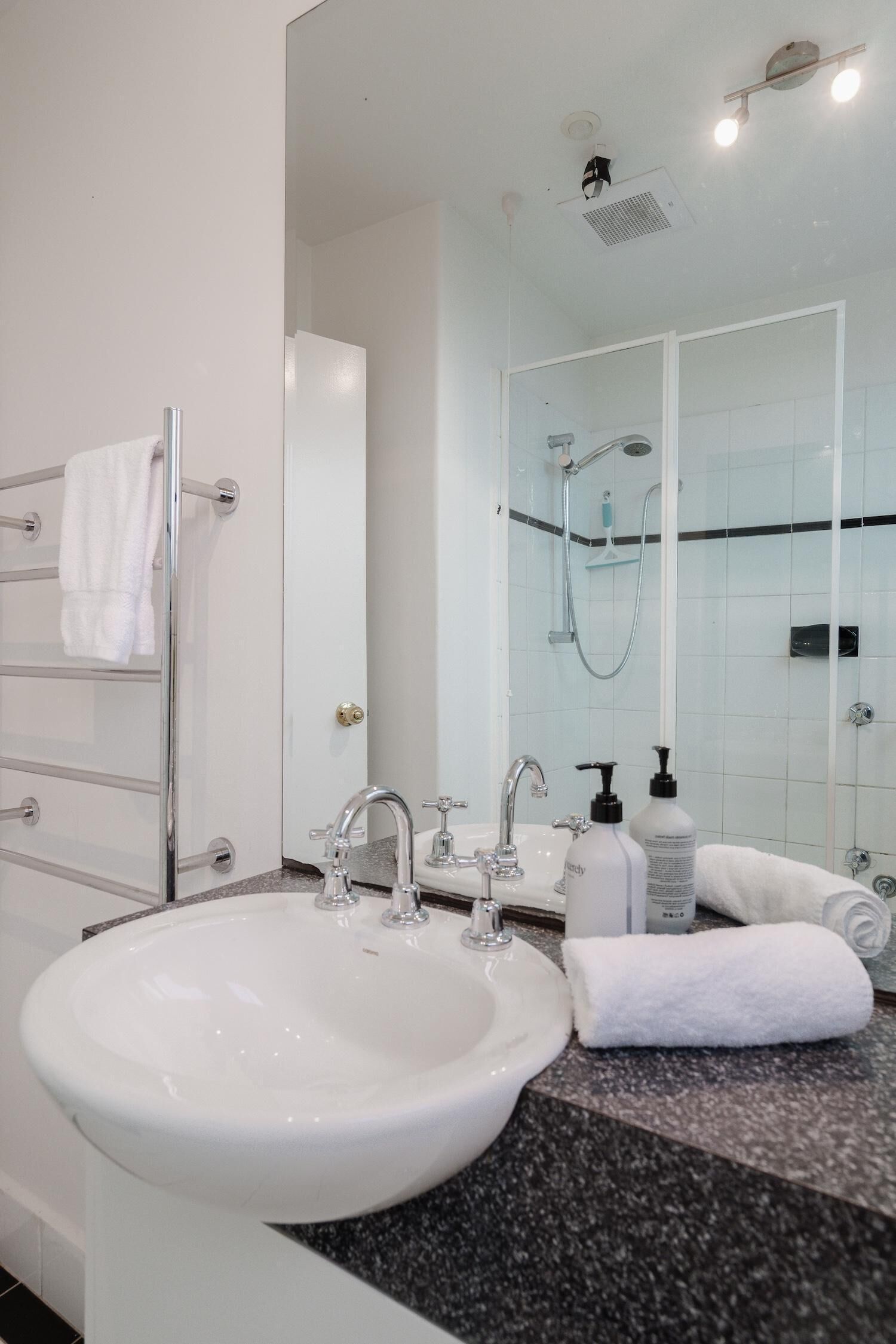 Hair dryer, towels