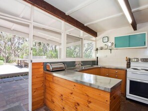 Fridge, microwave, oven, electric kettle