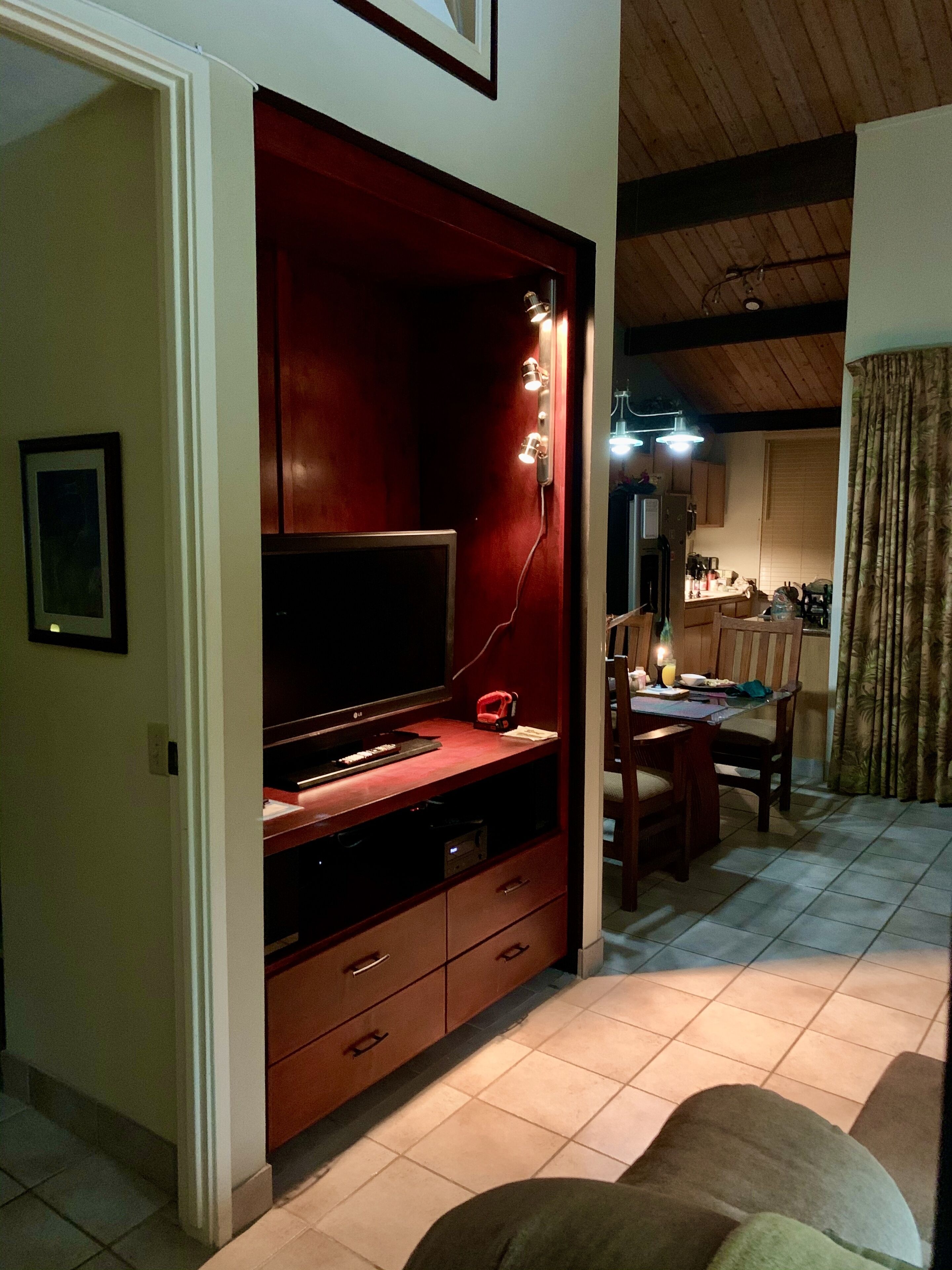 Smart TV, DVD player, toys, books