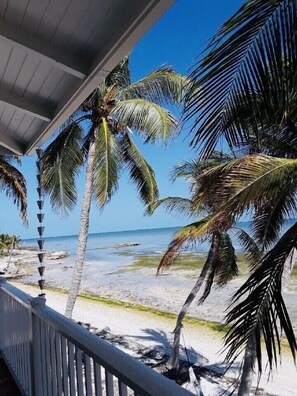 On the beach, sun loungers, beach towels