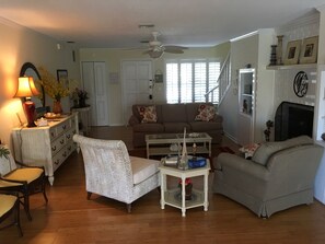 Smart TV, fireplace, video games, books