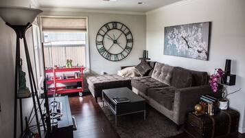 Smart-TV, Kamin, DVD-Player, BĂŒcher