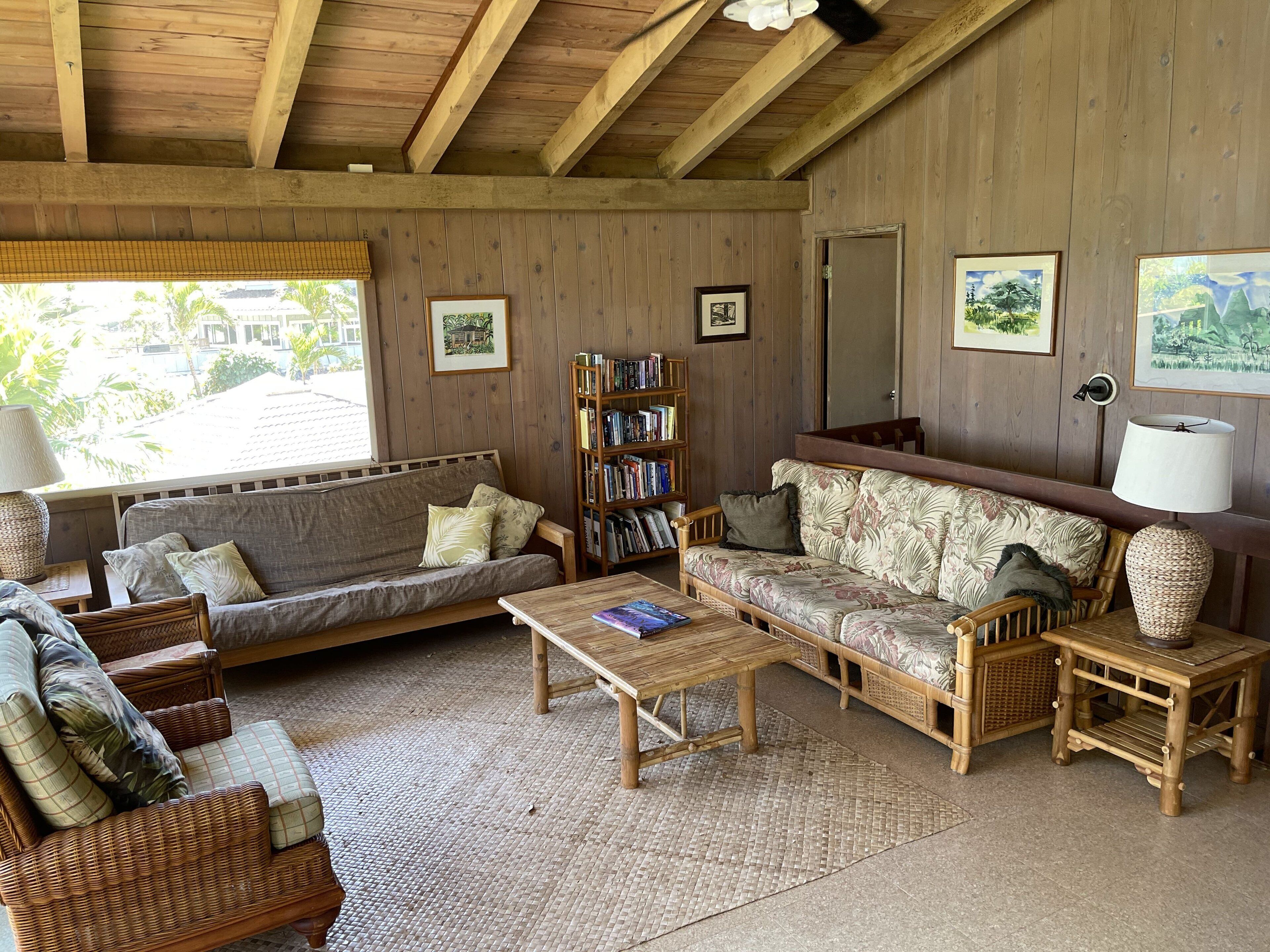 TV, DVD player, books, stereo