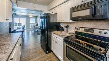 Suite, 3 Bedrooms, Ocean View, Beachfront | Private kitchen | Full-size fridge, microwave, oven, stovetop