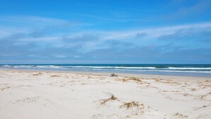 A beach with sand and sparse vegetation. - Beachfront 3 BR condo in Diamond Beach with pool - Completely renovated for 2024 (Wildwood)