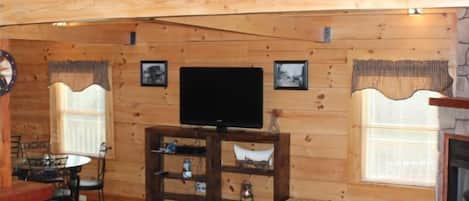 TV, fireplace