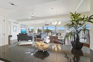 Smart TV, fireplace, toys