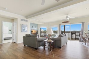 Smart TV, fireplace, toys