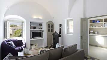 Smart-tv, bøger, stereoanlæg