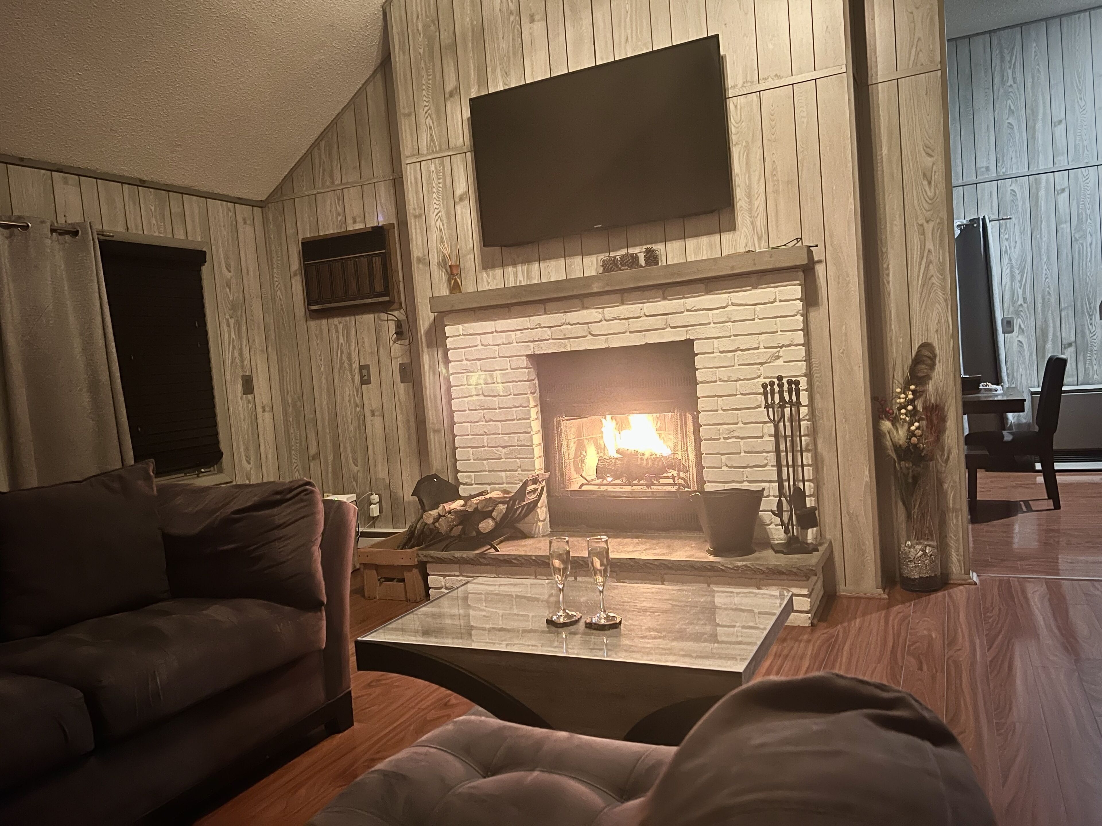 Smart TV, chimenea, videojuegos y reproductor de DVD 