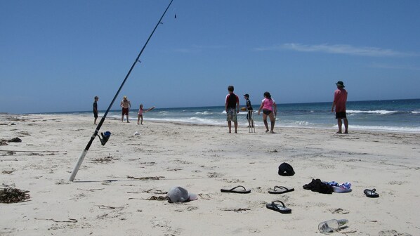 Beach nearby, sun loungers