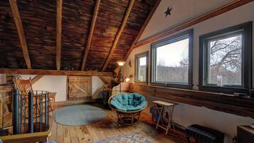 Smart TV, fireplace, DVD player, books