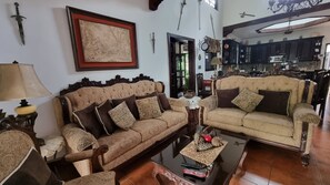 Smart TV, caminetto, libri