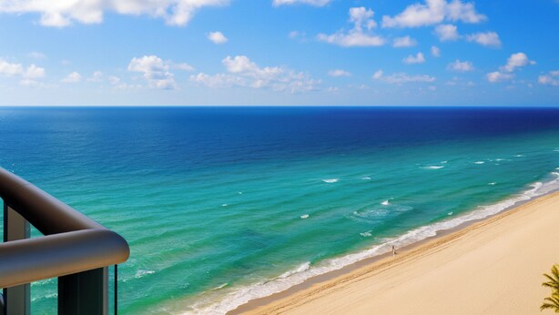 A beach with clear blue water and a sandy shore. - Oceanfront Condominium with Breathtaking Views and Beach Access (Sunny Isles Beach)
