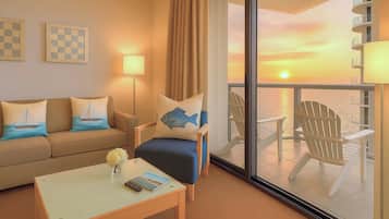 Flat-screen TV, fireplace