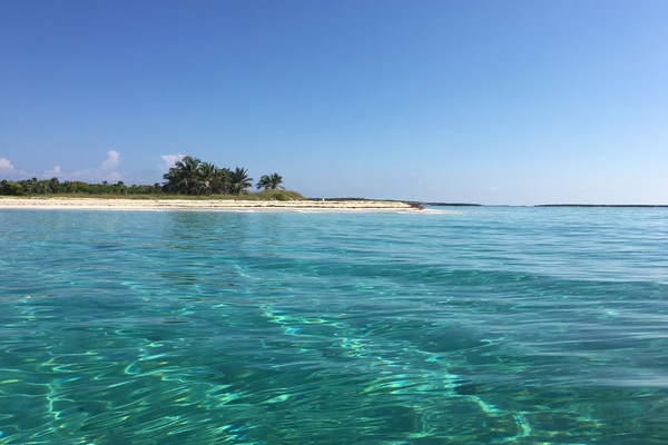 Island across the bay, can be reached by kayak.