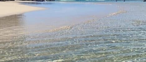 在海灘附近、躺椅、太陽傘