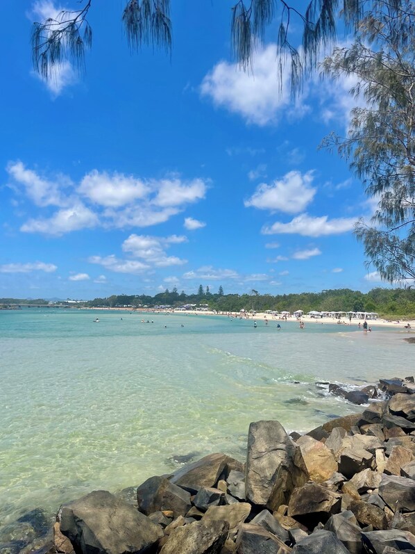 Beach nearby, sun loungers, beach umbrellas
