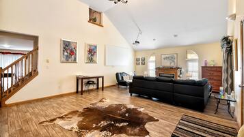 电视、壁炉、Netflix、DVD 播放器