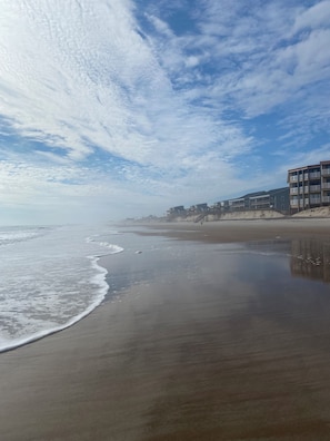 On the beach, sun loungers, beach towels - Oceanfront! Topsail Dunes Beachfront Condo with Pool and Balcony (North Topsail Beach)