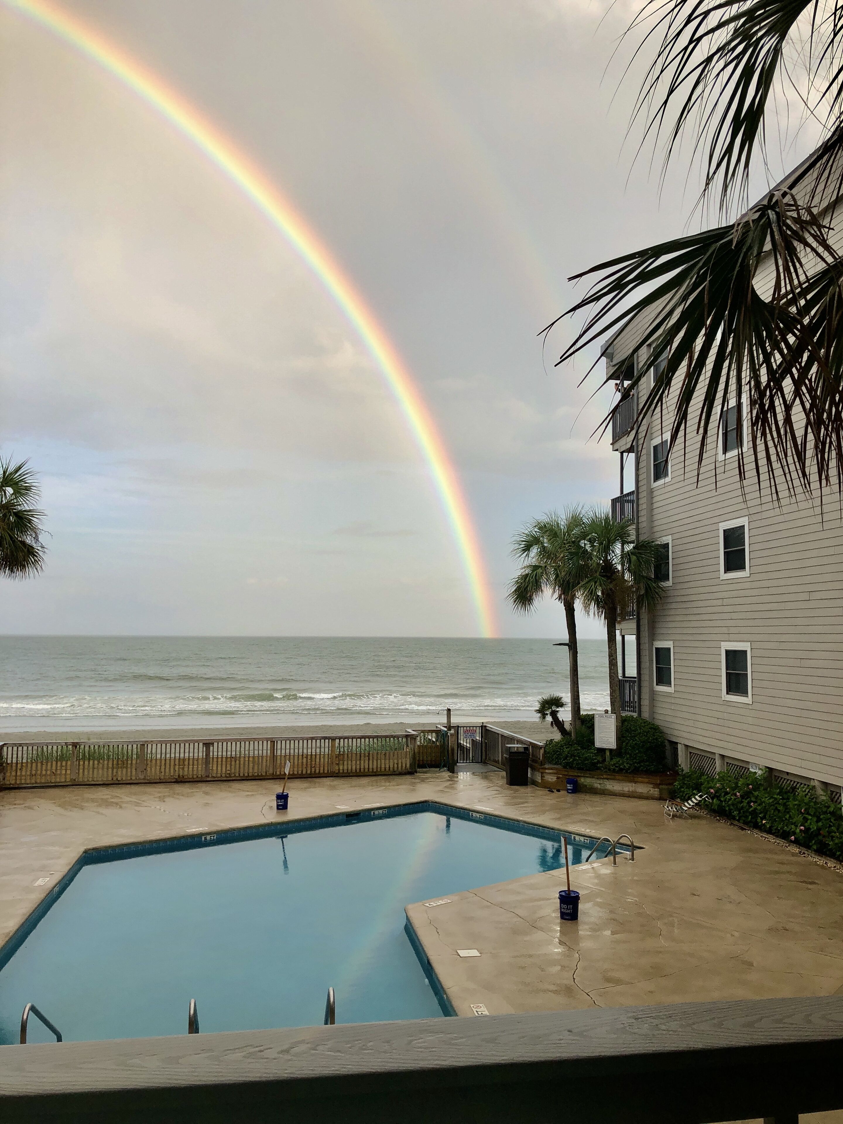 Double rainbow over our pool!