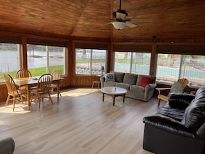 Smart TV, fireplace, DVD player, video library