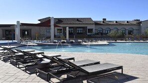 Outdoor pool, pool loungers