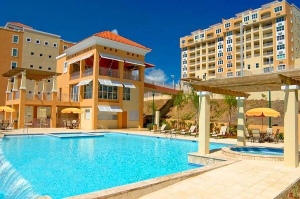 Outdoor pool - Ocean Views, Luxury Condo, Spacious, Panoramic Views, All New (Fajardo)