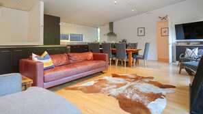 Smart TV, fireplace, DVD player, video library