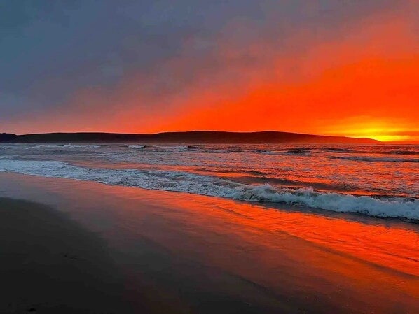 Plage, chaises longues