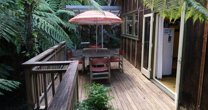 Classic kiwi bach in native bush - No cleaning fee.