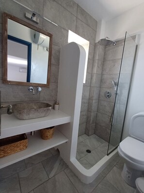 Shower, towels, toilet paper - Sea view house with swimming pool ISLA summer homes (Paros)