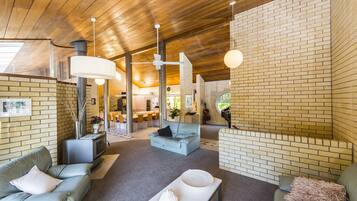 Una Smart TV, una chimenea, un reproductor de DVD