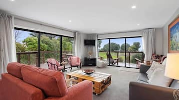 TV, fireplace, DVD player, stereo